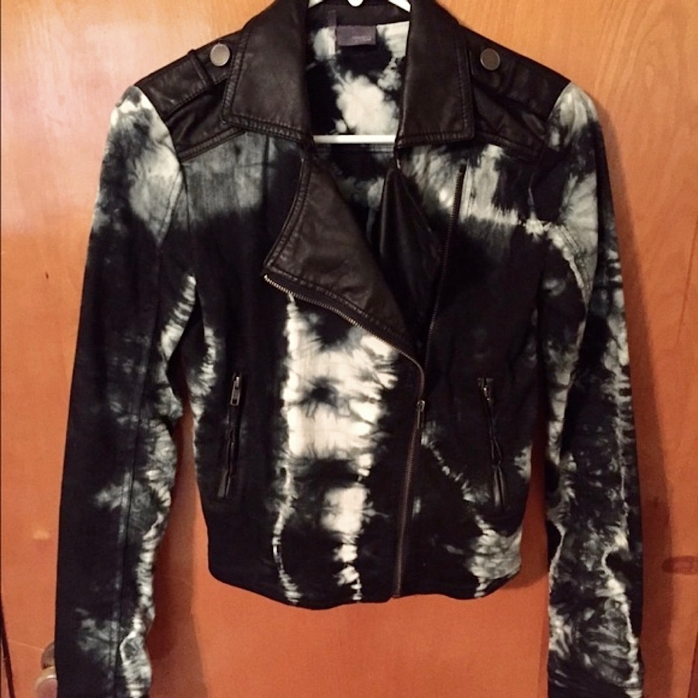 Urban Outfitters Tie Dye Faux Leather Zip Moto Jacket